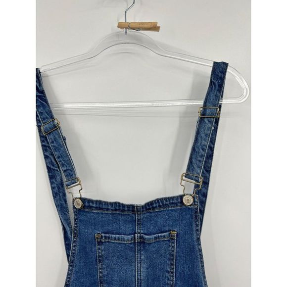 Papaya Women's Blue Denim High Rise Distressed Sleeveless Overalls Size Large - Picture 6 of 10